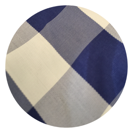 A blue and white checkered cloth is shown.