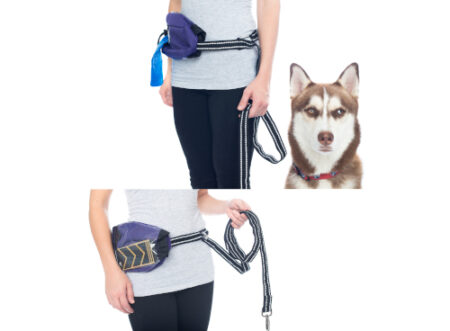 A person holding onto a dog leash