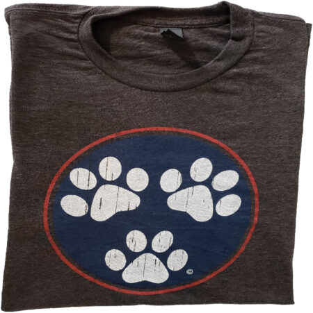 A t-shirt with three paws on it.