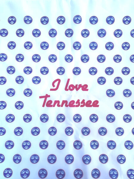 A blue and white pattern with the words " i love tennessee ".