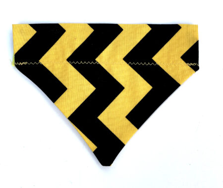 A black and yellow chevron dog bandana.