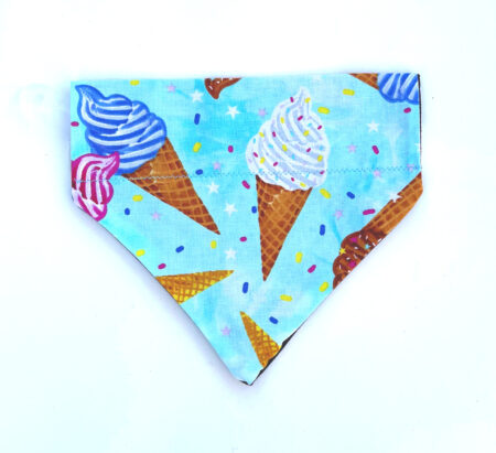 A blue bandana with ice cream cones and sprinkles.